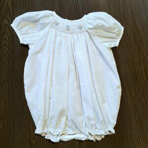 Petit Ami White Smocked Bubble Romper Size NB Newborn